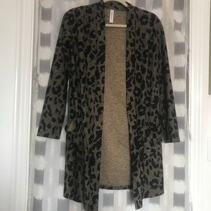 Tickled Teal Leopard Print Long Cardigan